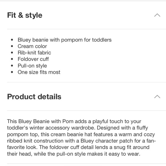 Toddler Bluey Beanie with Pom - Cream OSFM - Picture 3 of 5